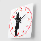 Horloge Carrée Silhouette de Bagpiper écossaise (Angle)