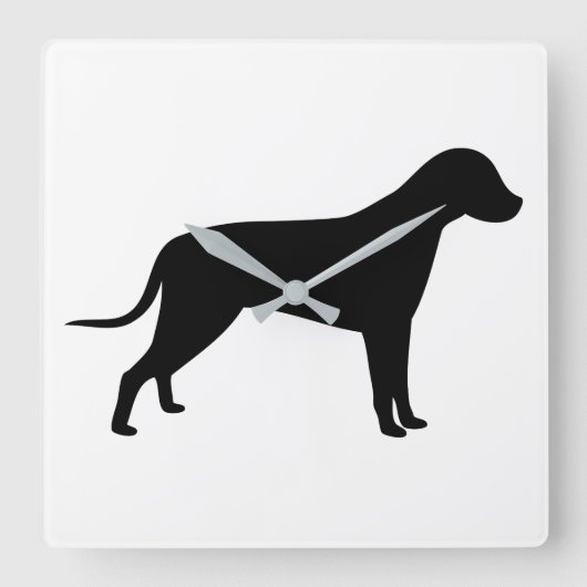 Horloge Carrée Silhouette de chien (Recto)