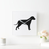 Horloge Carrée Silhouette de chien (Maison)