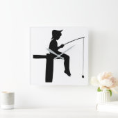 Horloge Carrée Silhouette de Fishing (Maison)