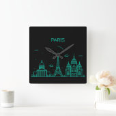 Horloge Carrée silhouette de Paris (Maison)