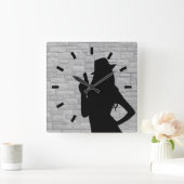 Horloge Carrée Silhouette de poule d'arme (Maison)