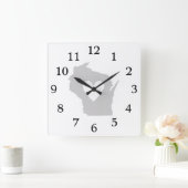 Horloge Carrée Silhouette d'état Heart Wisconsin (Maison)