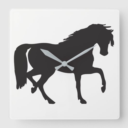 Horloge Carrée Silhouette du cheval (Recto)