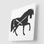 Horloge Carrée Silhouette du cheval (Angle)