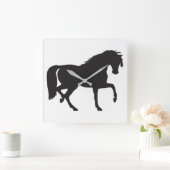 Horloge Carrée Silhouette du cheval (Maison)