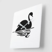 Horloge Carrée Silhouette du cygne noir (Angle)