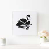 Horloge Carrée Silhouette du cygne noir (Maison)