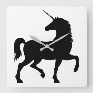 Horloge Carrée Silhouette Unicorne