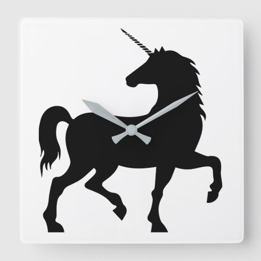 Horloge Carrée Silhouette Unicorne (Recto)