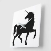Horloge Carrée Silhouette Unicorne (Angle)