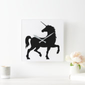 Horloge Carrée Silhouette Unicorne (Maison)