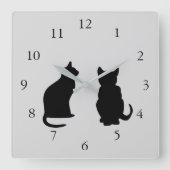 Horloge Carrée Silhouettes de chats modernes, animaux de compagni (Recto)