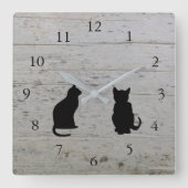 Horloge Carrée Silhouettes de chats modernes animaux de compagnie (Recto)