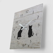 Horloge Carrée Silhouettes de chats modernes animaux de compagnie (Angle)