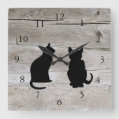Horloge Carrée Silhouettes de chats modernes animaux de compagnie (Recto)