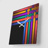 Horloge Carrée Silk ribbons lines black background pattern (Angle)