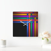 Horloge Carrée Silk ribbons lines black background pattern (Maison)