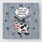 Horloge Carrée Silly Cow Just An Udder Minute Faded Denim (Recto)