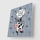 Horloge Carrée Silly Cow Just An Udder Minute Faded Denim (Angle)