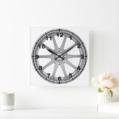 Horloge Carrée "Silver Alloy Wheel" design wall clocks (Maison)