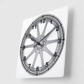 Horloge Carrée "Silver Alloy Wheel" design wall clocks (Angle)