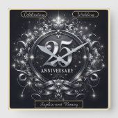 Horloge Carrée Silver Bliss : 25ème Anniversaire (Recto)
