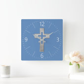 Horloge Carrée Silver Christian cross (Maison)