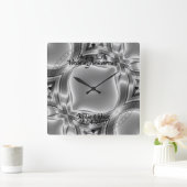 Horloge Carrée Silver Lines 25e anniversaire Mariage d'argent (Maison)
