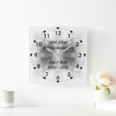 Horloge Carrée Silver Lotus 25th Silver Wedding Anniversary (Maison)