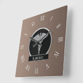 Horloge Carrée Silver Professional Médicale Caduceus (Angle)