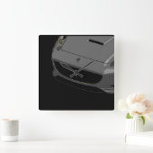 Horloge Carrée ~Silver Sportscar~ WALLCLOCK, CUSTOMISEZ-LE ! (Maison)