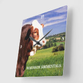 Horloge Carrée Simmental Bull   (Angle)