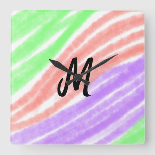 Horloge Carrée Simple ajouter votre nom Personnaliser texte monog