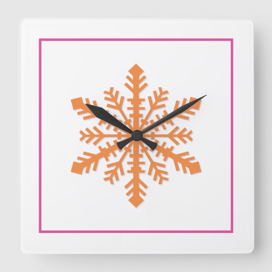 Horloge Carrée Simple flocon de neige (Recto)