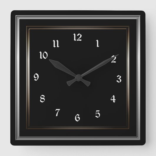 Horloge Carrée Simple Metal Frame Black (Recto)