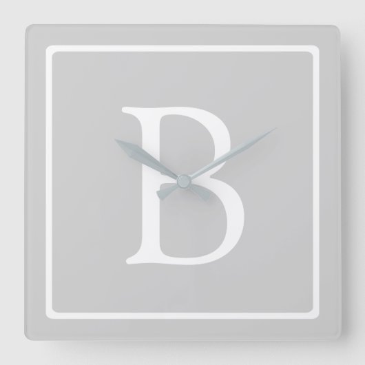 Horloge Carrée Simple Monogramme Gris Clair (Recto)