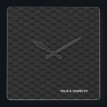 Horloge Carrée Simple Plain Black Gray<br><div class="desc">Minimaliste,  plain,  professionnel et simple with solid black gray monogram patterned background. Clean White Sans-Serif font letters for your text.</div>