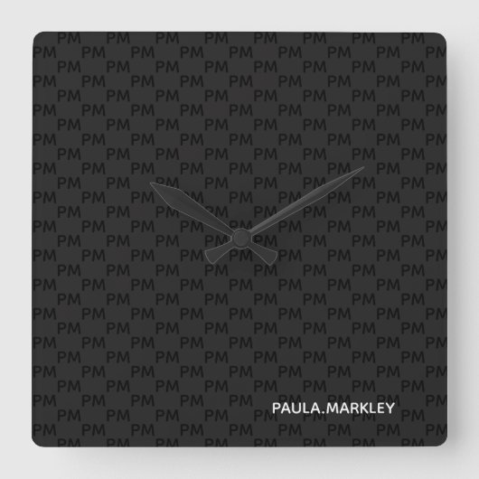 Horloge Carrée Simple Plain Black Gray (Recto)