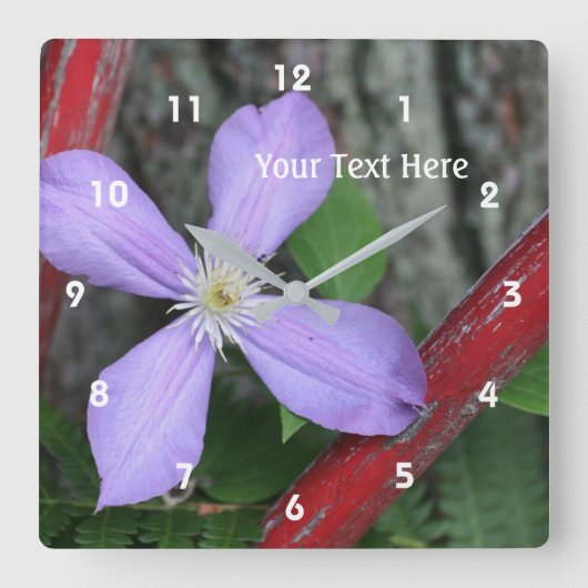Horloge Carrée Simple Purple Clematis Flower (Recto)