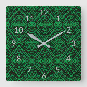 Horloge Carrée Simple Scribble   Carreaux miroir   Vert  