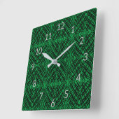 Horloge Carrée Simple Scribble | Carreaux miroir | Vert | (Angle)