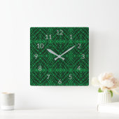Horloge Carrée Simple Scribble | Carreaux miroir | Vert | (Maison)