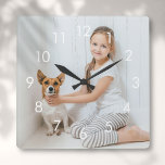 Horloge Carrée Simple White Numbers Personalised<br><div class="desc">Parfait pour les nurseries,  menaçant,  or any room in your home. A fun design that you can personalize with photo to create a unique vend. Designed by Thisisnotme</div>