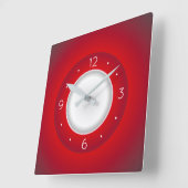 Horloge Carrée Simplistic Red and White > Square Kitchen Clocks (Angle)