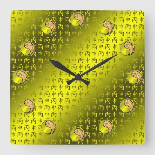 Horloge Carrée Singe de Feu (Recto)