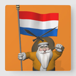 Horloge Carrée Sinterklaas Avec Ensigne De Pays-Bas