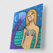 Horloge Carrée Sirène dans le mur Carré d'art Abstrait au clair d (Angle)