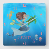 Horloge Carrée Sirène personnalisée (Recto)