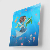 Horloge Carrée Sirène personnalisée (Angle)